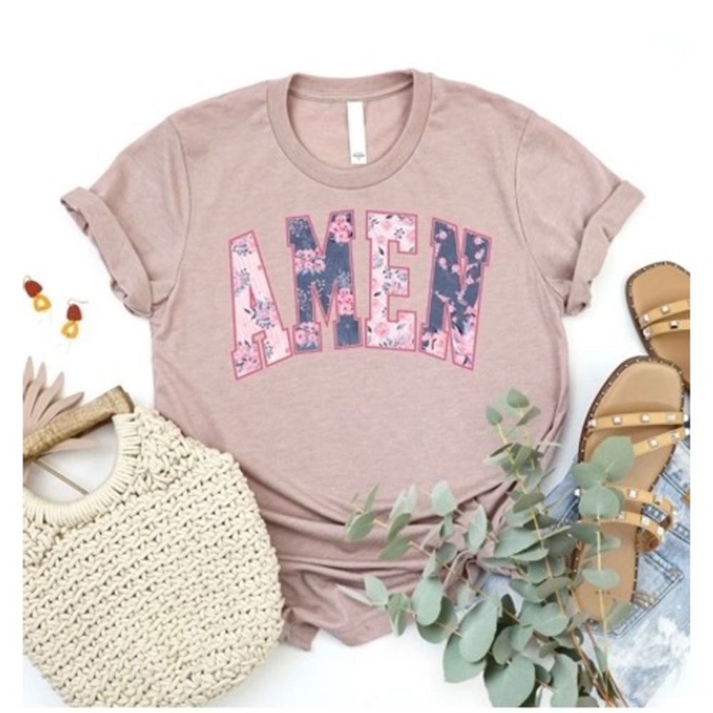 Mauve Amen Floral Graphic T-Shirt Short Sleeve Crewneck